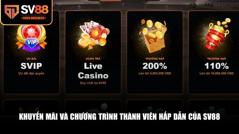 Khuyến mãi và ưu đãi hấp dẫn dành cho thành viên SV88